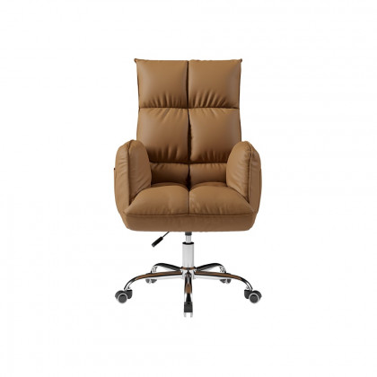 HMR - PU Leather Swivel Office Chair Height Adjustable in Brown