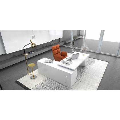 HMR - PU Leather Swivel Office Chair Height Adjustable in Brown