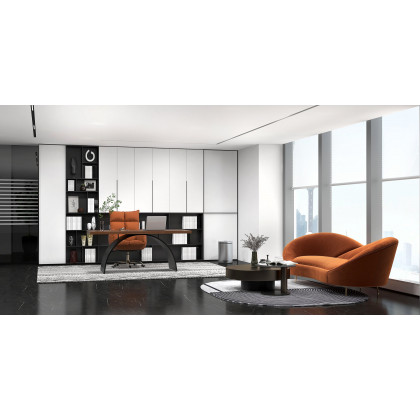 HMR - PU Leather Swivel Office Chair Height Adjustable in Brown