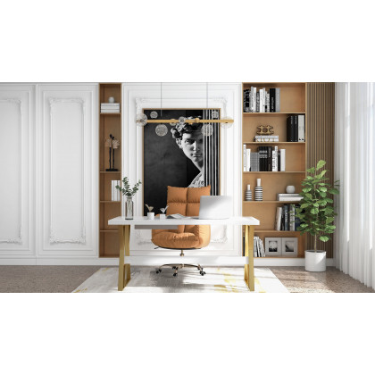 HMR - PU Leather Swivel Office Chair Height Adjustable in Brown