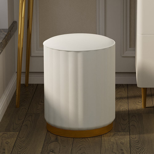 HMR - PU Leather Upholstered Vanity Stool in White