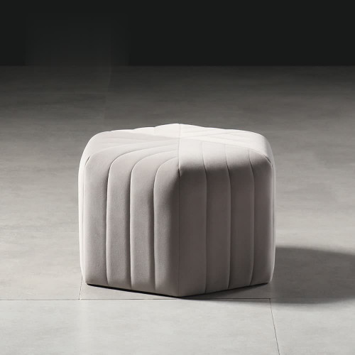 HMR Wide Hexagonal Pouf Ottoman - Gray, Velvet