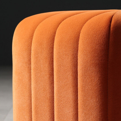 HMR Wide Hexagonal Pouf Ottoman - Orange, Velvet