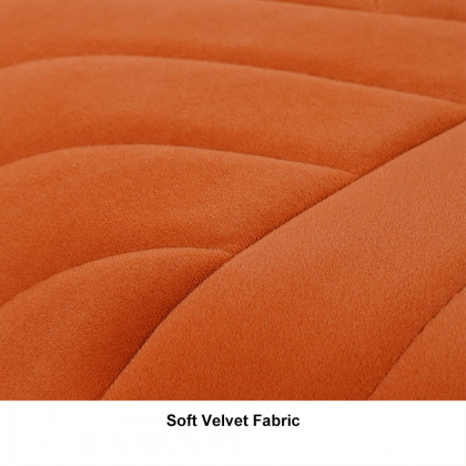 HMR Wide Hexagonal Pouf Ottoman - Orange, Velvet