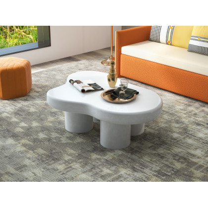 HMR Wide Hexagonal Pouf Ottoman - Orange, Velvet