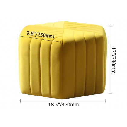 HMR Wide Hexagonal Pouf Ottoman - Orange, Velvet