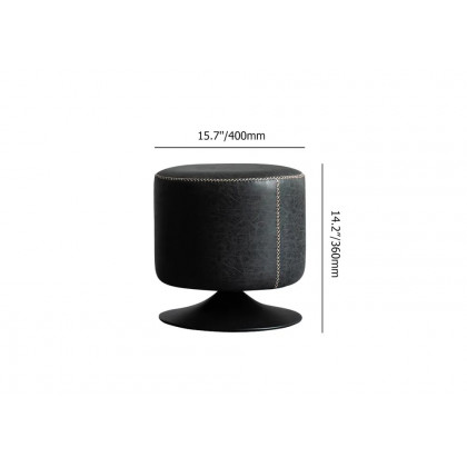 HMR Modern Swivel Vanity Stool with Metal Base - Black, PU Leather
