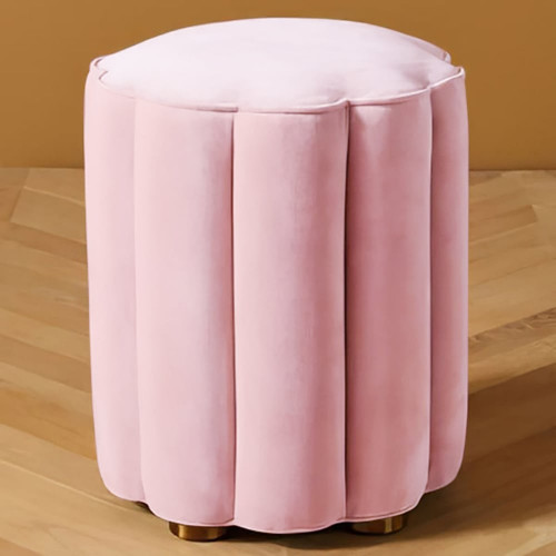 HMR Round Makeup Vanity Stool - Pink, Velvet