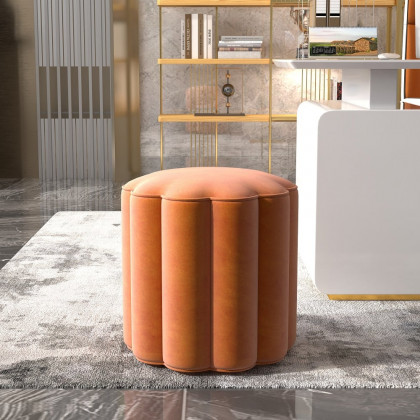 HMR Round Makeup Vanity Stool - Orange, Velvet
