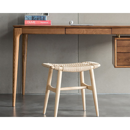 HMR - Wood Ottoman Stool in Natural Ash