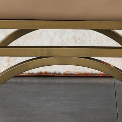 HMR - Leather Upholstered Ottoman Stool in Beige