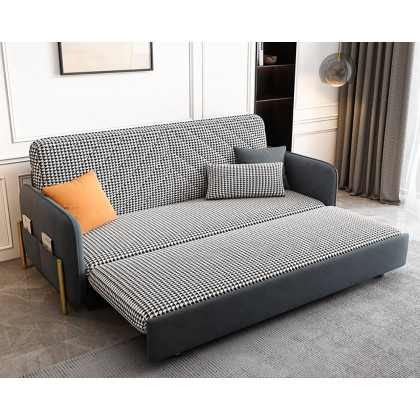 HMR King 3-Seater Sleeper Sofa - Deep Gray, Leather