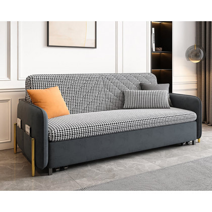 HMR King 3-Seater Sleeper Sofa - Deep Gray, Leather