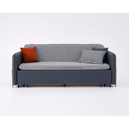 HMR King 3-Seater Sleeper Sofa - Deep Gray, Leather