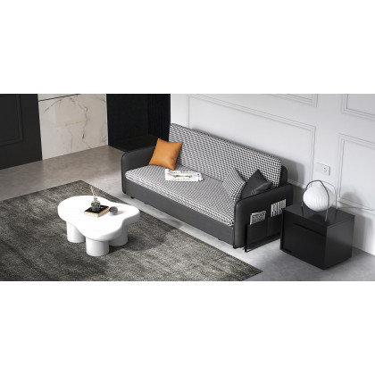 HMR King 3-Seater Sleeper Sofa - Deep Gray, Leather