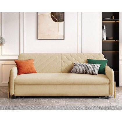 HMR Full 2-Seater Sleeper Sofa - Beige, Velvet