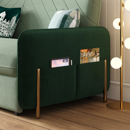 HMR Full 2-Seater Sleeper Sofa - Green/Gold, Velvet