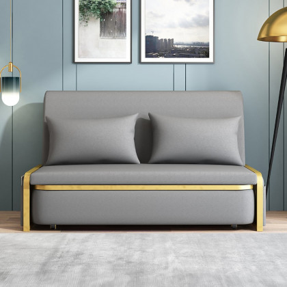 HMR - Sofa Upholstered Convertible Leath-Aire in 60.2"W