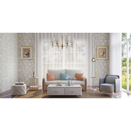 HMR - Convertible Sofa Leath-Aire Upholstery in 59"W, White and Orange
