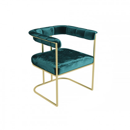HMR - Green Velvet Upholstered Armchair Gold Accent Chair in Gray