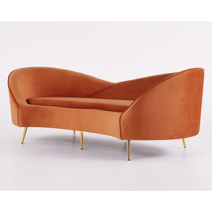 HMR Modern 93" 3-Seater Curved Sofa with Velvet Upholstered - Orange