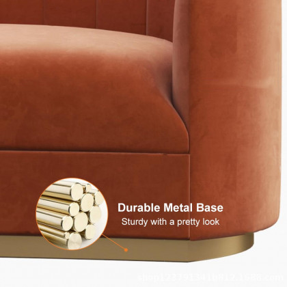 HMR - Velvet Couch Curved Sofa with Stainless Steel Base in 70.9"W