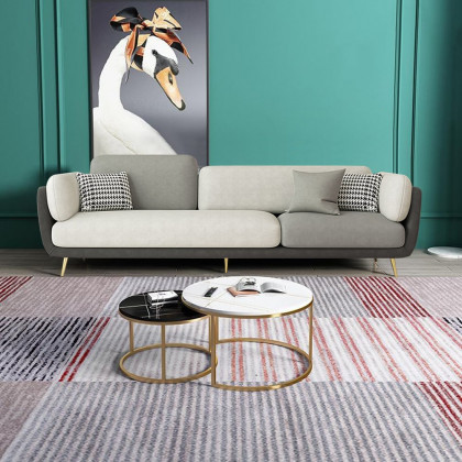 HMR - Volore Gray Upholstered Sofa 4-Seaters Gold Couch in 88.6"W