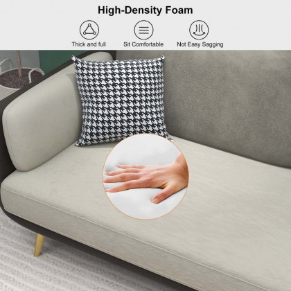 HMR - Volore Gray Upholstered Sofa 4-Seaters Gold Couch in 88.6"W