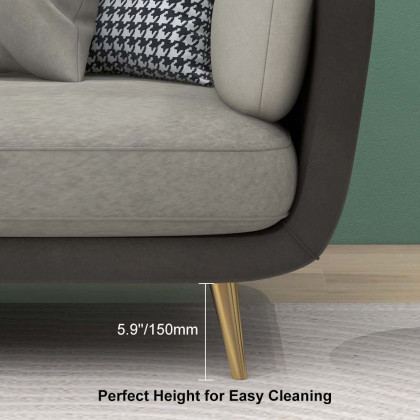 HMR - Volore Gray Upholstered Sofa 4-Seaters Gold Couch in 88.6"W