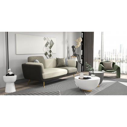 HMR - Volore Gray Upholstered Sofa 4-Seaters Gold Couch in 88.6"W