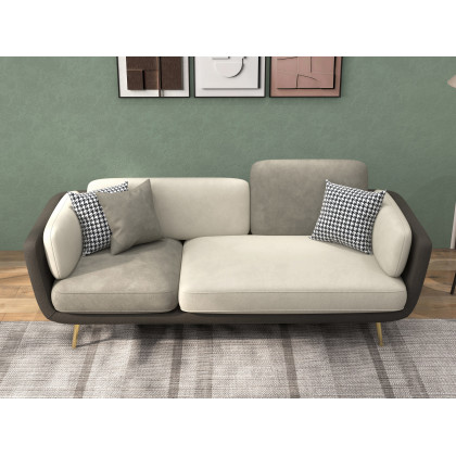 HMR - Volore Gray Upholstered Sofa 4-Seaters Gold Couch in 88.6"W