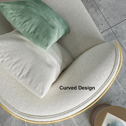 HMR - Curved Sectional Upholstered 5-Seater Sofa in 134" W, White