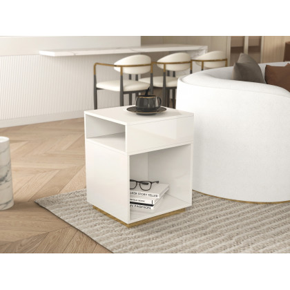 HMR - Curved Sectional Upholstered 5-Seater Sofa in 134" W, White