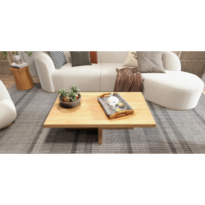HMR - Curved Sectional Upholstered 5-Seater Sofa in 134" W, White