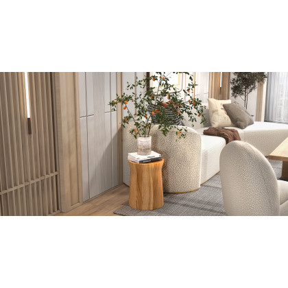 HMR - Curved Sectional Upholstered 5-Seater Sofa in 134" W, White