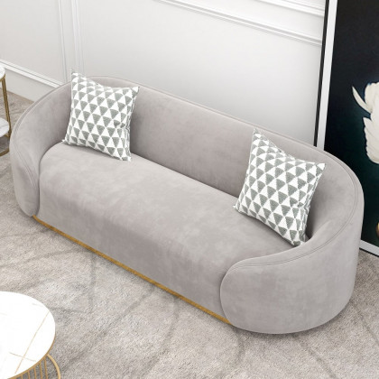 HMR - 3-Seater Sofa with Velvet Upholstered and Pillows in Gray