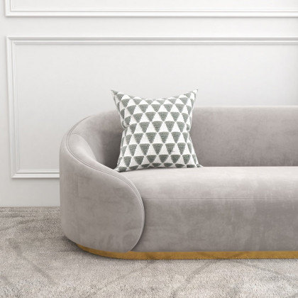 HMR - 3-Seater Sofa with Velvet Upholstered and Pillows in Gray