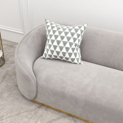 HMR - 3-Seater Sofa with Velvet Upholstered and Pillows in Gray
