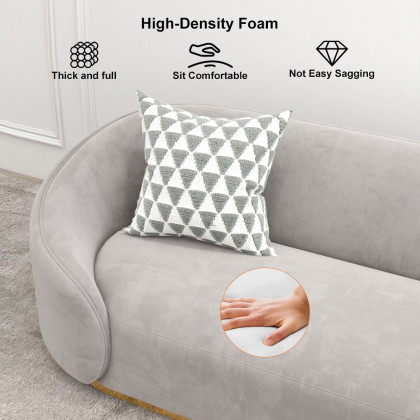 HMR - 3-Seater Sofa with Velvet Upholstered and Pillows in Gray