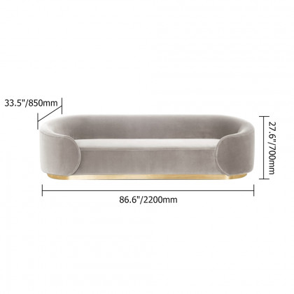 HMR - 3-Seater Sofa with Velvet Upholstered and Pillows in Gray