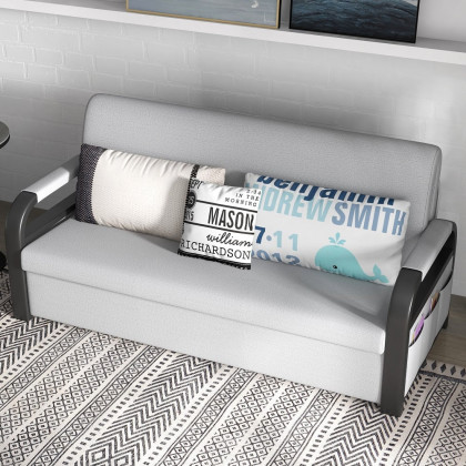 HMR - Full Sleeper Linen Upholstered Convertible with Storage in 75.6"L