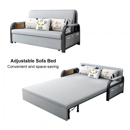 HMR - Full Sleeper Linen Upholstered Convertible with Storage in 75.6"L