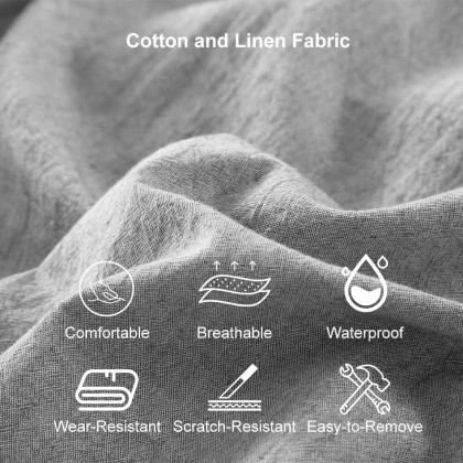 HMR - Full Sleeper Linen Upholstered Convertible with Storage in 75.6"L