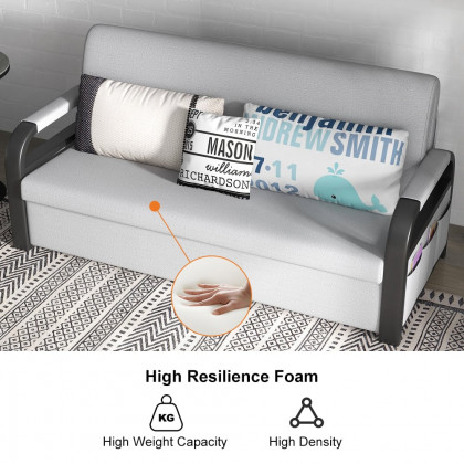 HMR - Full Sleeper Linen Upholstered Convertible with Storage in 75.6"L