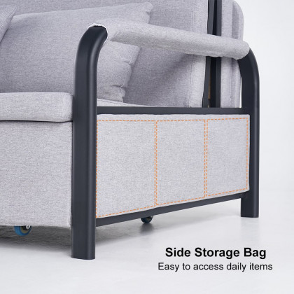 HMR - Full Sleeper Linen Upholstered Convertible with Storage in 75.6"L