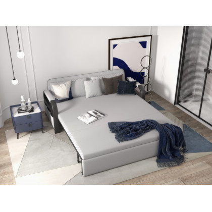 HMR - Full Sleeper Linen Upholstered Convertible with Storage in 75.6"L