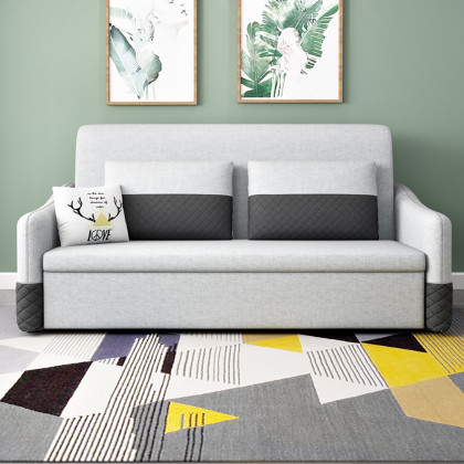 HMR - Rolla Upholstered Convertible Sofa with Storage in 78"L, Light Gray