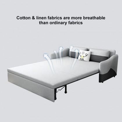 HMR - Rolla Upholstered Convertible Sofa with Storage in 78"L, Light Gray