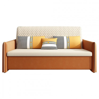 HMR - Velvet Upholstered Convertible Full Sleeper Storage in 66.1"L, Beige