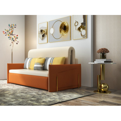 HMR - Velvet Upholstered Convertible Full Sleeper Storage in 66.1"L, Beige